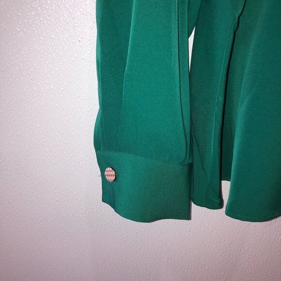 Eloquii Womens Size 28 Emerald Green Long Sleeve V Neck Blouse Shirt Top - Picture 7 of 12